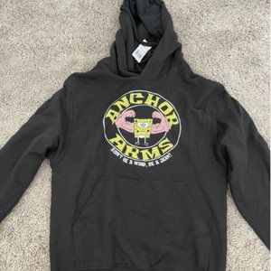 SpongeBob Squarpants Anchor Arms Adult Hoodie XS NWT black juniors womens